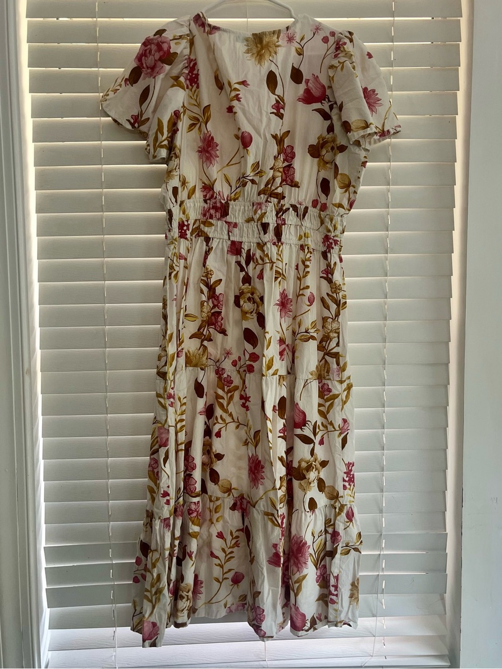 Anthropologie Meadow Rhodes Floral Tiered Maxi Dress 1X Smocked 100% Cotton - Picture 3 of 9